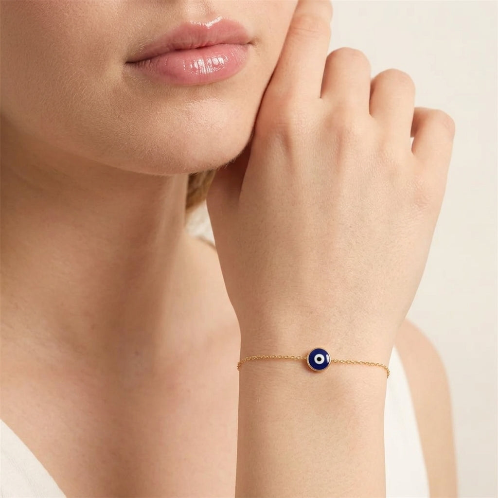Gold-tone evil eye bracelet for women