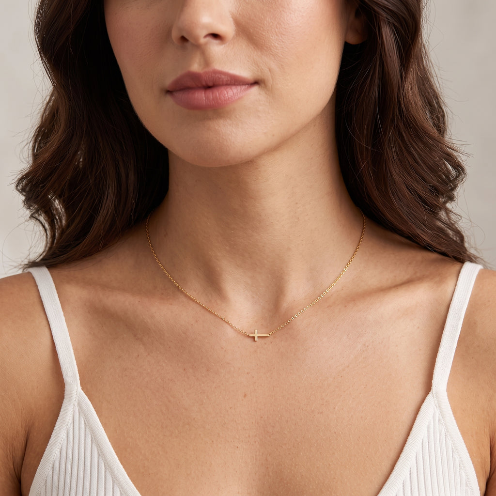 Cross Pendant Necklace for Women | Gold Plated Minimalist Cross Necklace