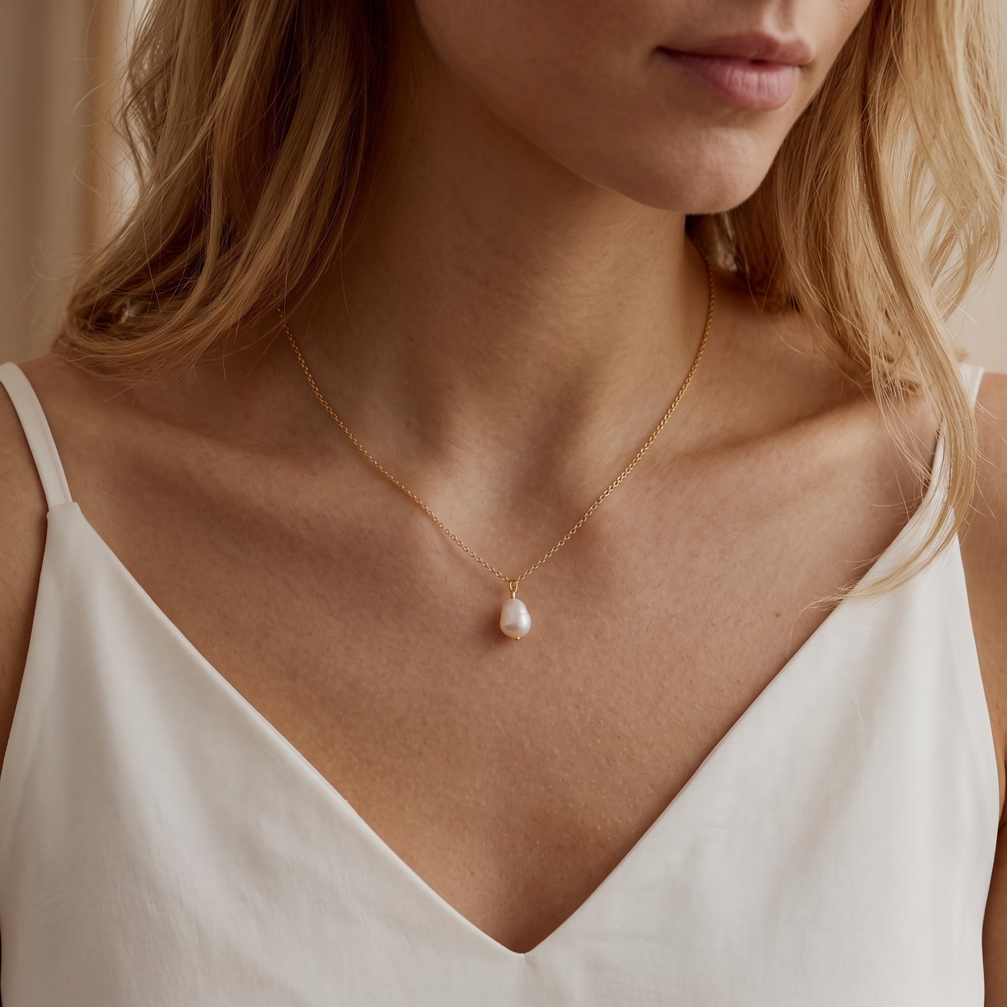 Pearl Choker Necklace for Women | 18K Gold Plated Natural Pearl Minimalist Necklace