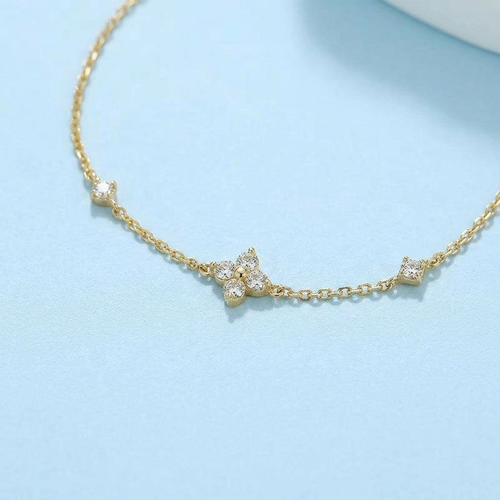 Delicate gold floral bracelet for women