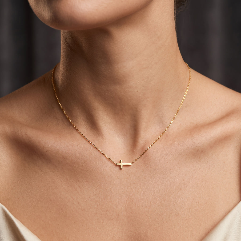 Cross Pendant Necklace for Women | Gold Plated Minimalist Cross Necklace
