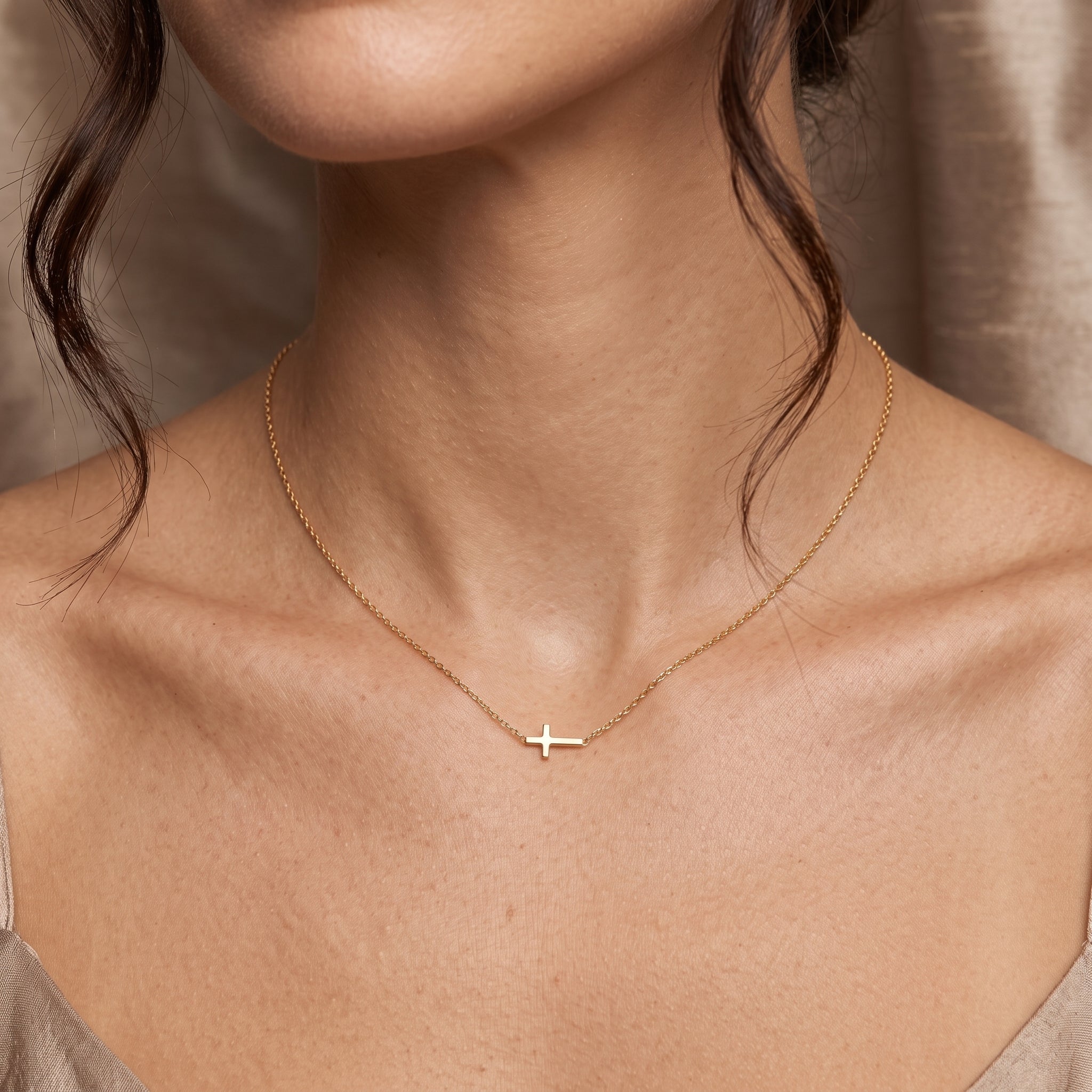 Cross Pendant Necklace for Women | Gold Plated Minimalist Cross Necklace