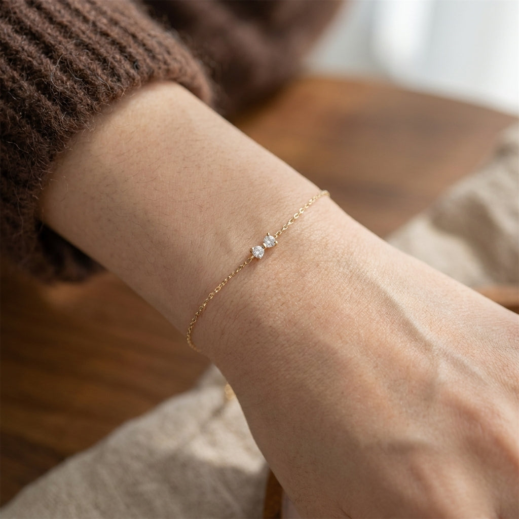 14K gold plated bow bracelet for women