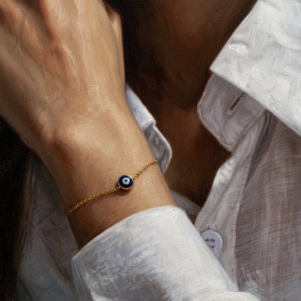 925 sterling silver evil eye bracelet with gold-tone finish