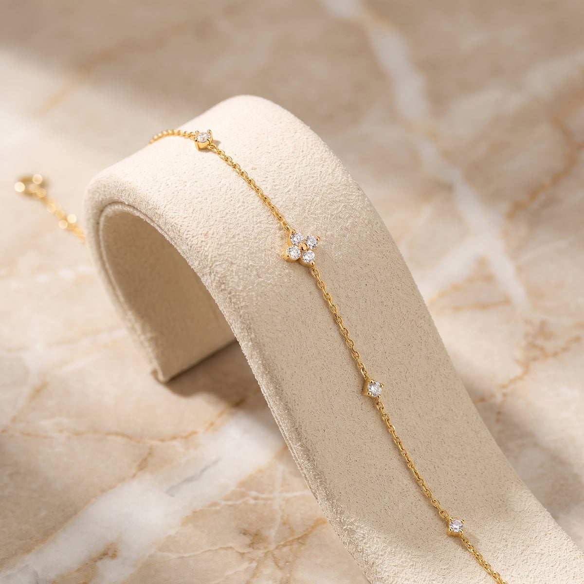 18K gold electroplated flower bracelet