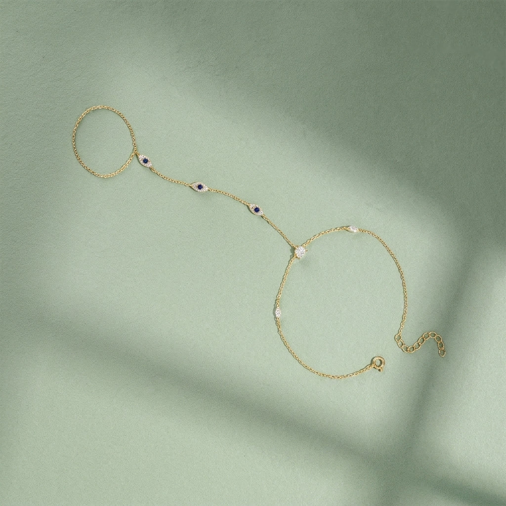 Blue and white zircon hand chain bracelet