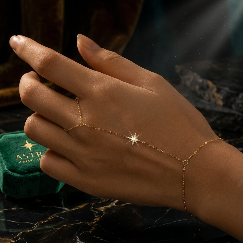 White zircon star hand chain bracelet for women