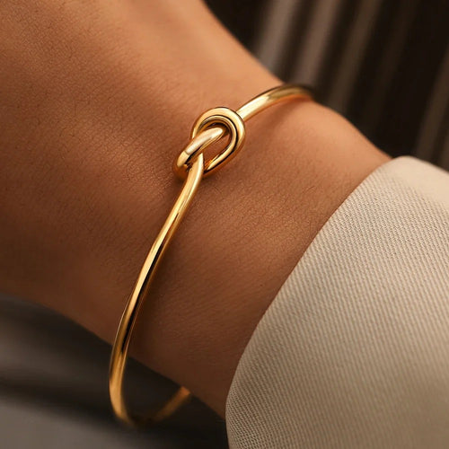 14K gold plated Twist cuff bracelet for women in a minimalist gold rope bangle design