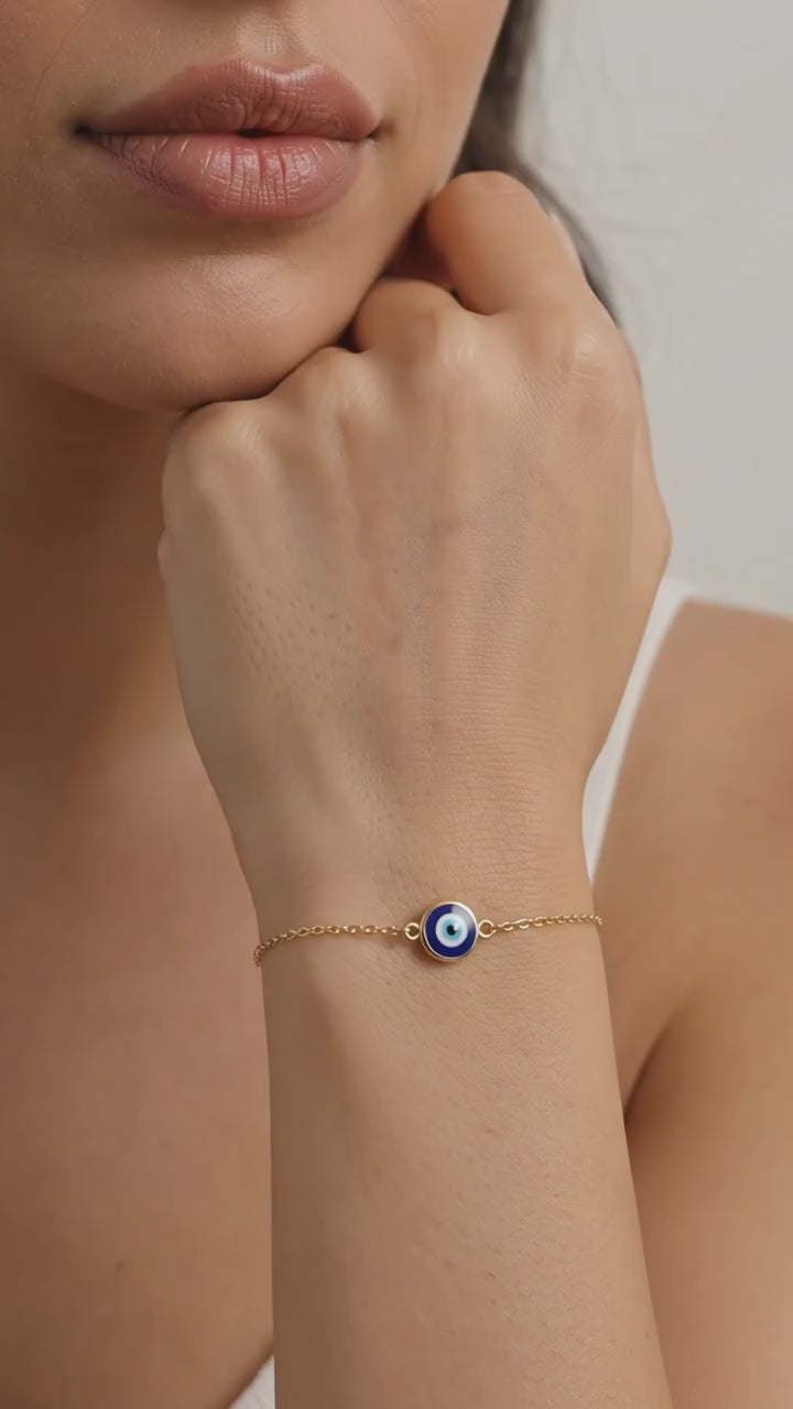 Gold-tone evil eye bracelet for women