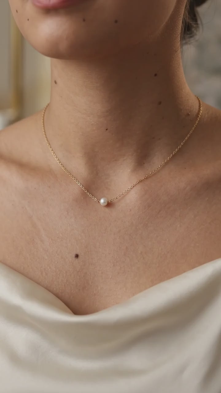 Single Pearl Necklace for Women | Gold Plated Minimalist Pearl Necklace